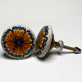 Sunflower Cabinet Knobs Drawer Gold And Blue Pull 1.75 Inch-Dwyer Home Collection