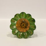 Green Glass Daisy Cabinet Knobs Dresser Drawer Pulls Gold Centers 1.75 Inch-Dwyer Home Collection