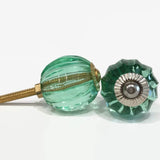 Small Mint Green Faceted Glass Cabinet Knobs Drawer Pulls 1"-Dwyer Home Collection