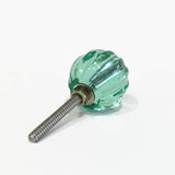 Small Mint Green Faceted Glass Cabinet Knobs Drawer Pulls 1"-Dwyer Home Collection