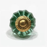 Small Mint Green Faceted Glass Cabinet Knobs Drawer Pulls 1"-Dwyer Home Collection