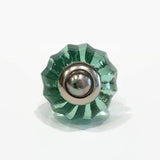 Small Mint Green Faceted Glass Cabinet Knobs Drawer Pulls 1"-Dwyer Home Collection