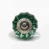 Small Mint Green Faceted Glass Cabinet Knobs Drawer Pulls 1"-Dwyer Home Collection