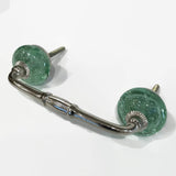 Mint Green Glass Bubble 4 Inch Cabinet Handles Pulls Slim Style-Dwyer Home Collection