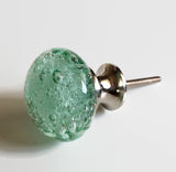 Mint Green Glass Bubble Knobs Drawer Pulls Curved Base 1.25 In (s)-Dwyer Home Collection