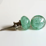 Mint Green Glass Bubble Knobs Drawer Pulls Curved Base 1.25 In (s)-Dwyer Home Collection