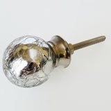 Silver Mercury Crackle Glass Cabinet Knob Pulls 1.25 Inch-Dwyer Home Collection