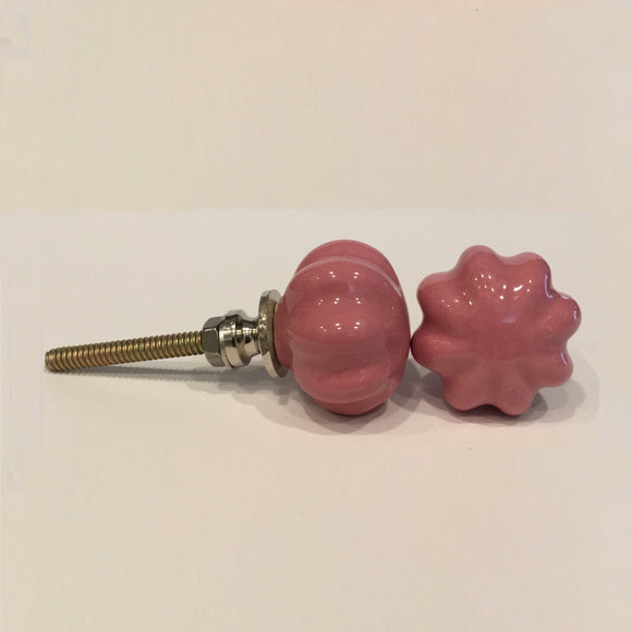 Small Scalloped Pink Cabinet Knobs Pulls Mini Porcelain 1.0 Inch-Dwyer Home Collection