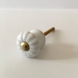 Mini Scalloped White Porcelain Cabinet Knobs Small Drawer Pulls 7/8 Inch-Dwyer Home Collection