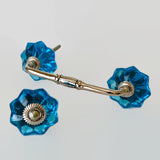 Turquoise Blue Glass Cabinet Knobs 1.75 Inch or 4 Inch Drawer Handles-Dwyer Home Collection