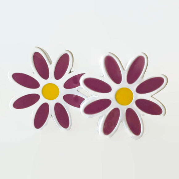 Cheery White and Violet Daisy Drawer Pulls Cabinet Knobs-Dwyer Home Collection