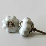 White Porcelain Cabinet Knobs Pulls 1.75 Inch Scalloped-Dwyer Home Collection