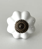 White Porcelain Cabinet Knobs Pulls 1.75 Inch Scalloped-Dwyer Home Collection