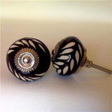 Etched Dark Brown Porcelain Cabinet Knobs Drawer Pulls 1.5 Inch-Dwyer Home Collection