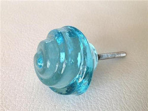 Chic Shabby Aqua Glass Swirl Cabinet Knobs Drawer Pulls 1.5 Inch-Dwyer Home Collection