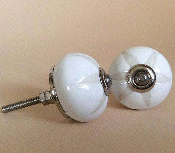 Etched White-On-White Porcelain Cabinet Knobs Pulls 1.50 Inch-Dwyer Home Collection