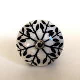 Black Leaves On Porcelain Cabinet Knobs Pulls 1.50 Inch-Dwyer Home Collection