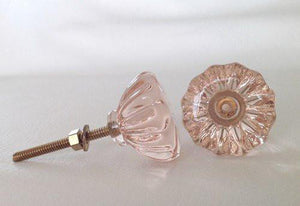 Light Pink Glass Cabinet Knobs Pulls 1.25 Inch Vintage Style-Dwyer Home Collection