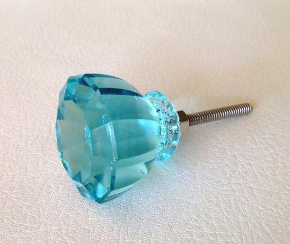 Aqua Glass Cabinet Knobs Drawer Pulls Vintage Modern 1.50 Inch (s)-Dwyer Home Collection