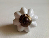 White Porcelain Cabinet Knobs Drawer Pulls 1 Inch Scalloped-Dwyer Home Collection