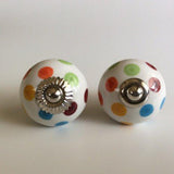 Multi Color Polka Dot Porcelain Cabinet Knobs Drawer Pulls 1.5"-Dwyer Home Collection