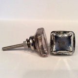 antique silver mercury glass cabinet knobs drawer pulls 1 in square