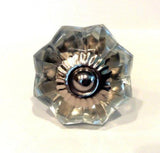 Glass Flower Cabinet Knobs Matching Set of 4 Mixed Silver Fittings 1.60 Inch-Dwyer Home Collection