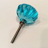 Deep Aqua Glass Cabinet Knobs Drawer Pulls Vintage Style 1.4 Inch-Dwyer Home Collection