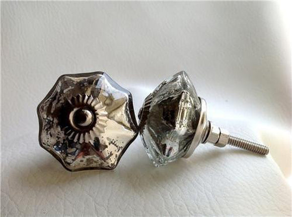 antique style silver mercury glass cabinet knobs drawer pulls 1.75 in