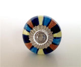 Colorful Porcelain Cabinet Knobs Drawer Pulls Mixed Stripes 1.4 In-Dwyer Home Collection