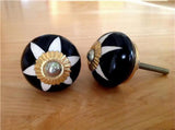 Black and White Cabinet Knobs Etched Porcelain 1.50 Inch-Dwyer Home Collection