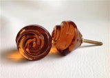 amber glass cabinet furniture knobs pulls swirls 1.75 inch