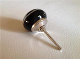 Black and Silvery White Cabinet Knobs Porcelain 1.75 Inch-Dwyer Home Collection
