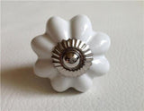 White Porcelain Cabinet Knobs Drawer Pulls 1 Inch Scalloped-Dwyer Home Collection