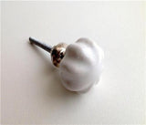 White Porcelain Cabinet Knobs Pulls 1-Inch Scalloped-Dwyer Home Collection