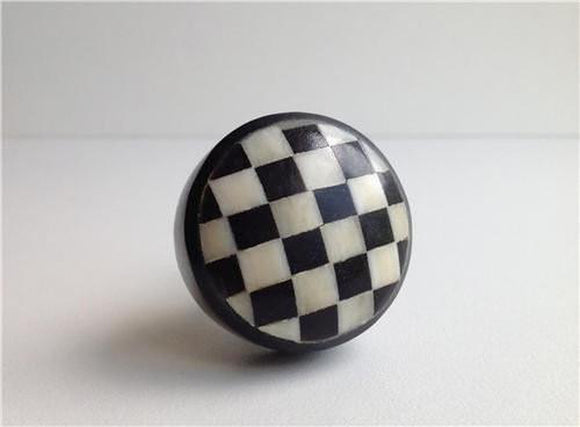 Black And White Checked Cabinet Knobs Drawer Pulls 1.50 Inch-Dwyer Home Collection