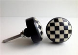 Black And White Checked Cabinet Knobs Drawer Pulls 1.50 Inch-Dwyer Home Collection