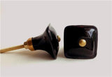 Black Porcelain Cabinet Knobs Pulls 1.25 Or 1.50 Inch Square-Dwyer Home Collection