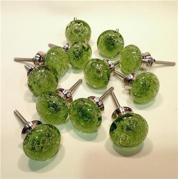 Green Glass Bubble Cabinet Knobs 1.50 Inch Lot of 12 (s)-Dwyer Home Collection