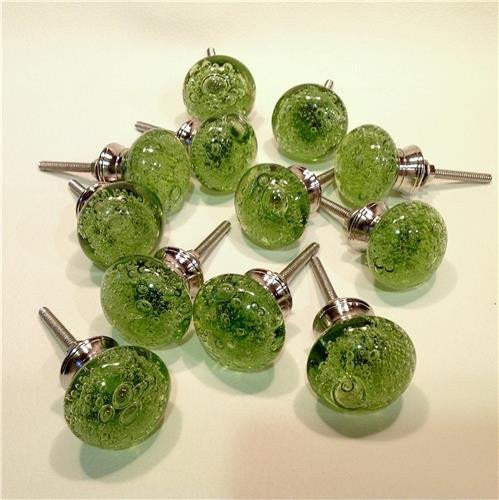 Green Glass Bubble Cabinet Knobs Drawer  1.50 Inch Set of 10 (s)-Dwyer Home Collection