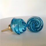 Chic Shabby Blue Glass Rose Cabinet Furniture Knobs Pulls 1.75 In-Dwyer Home Collection