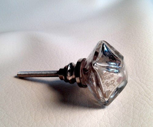 antique silver mercury square glass cabinet knobs pulls 1.12 inch