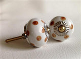 Porcelain Caramel Polka Dot Cabinet Knobs Dresser Drawer Pulls 1.5"-Dwyer Home Collection