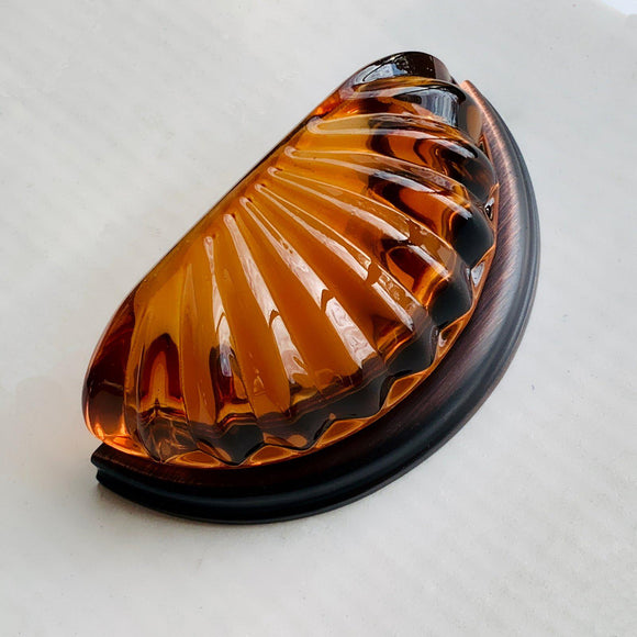 amber glass cup cabinet desk drawer pulls 3.75 in.