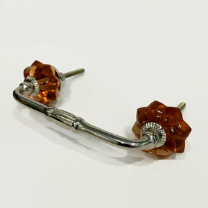 amber glass flower cabinet handles dresser drawer pulls 4 inch silver