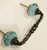 Aqua Glass Bubble Handles 4 Inch Swirl Cabinet Drawer Pulls-Dwyer Home Collection