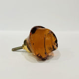 amber glass cabinet furniture knobs pulls swirls 1.75 inch gold base