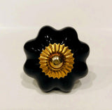 Black Porcelain Cabinet Knobs Drawer Pulls 1.75 or 1.50 Inch-Dwyer Home Collection