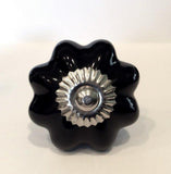 Black Porcelain Cabinet Knobs Drawer Pulls 1.75 Inch-Dwyer Home Collection