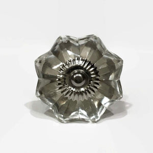 Clear Glass Flower Cabinet Knobs Drawer Pulls 1.50 Inch-Dwyer Home Collection